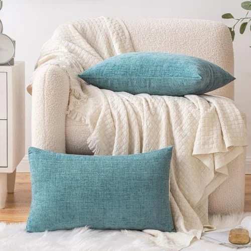 12x20 Inch Throw Pillow Covers Pack of 2 20" x 12" (Pack of 2) Smoke Blue