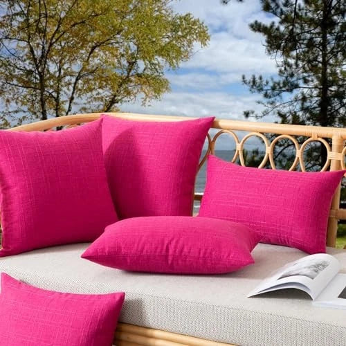 Kevin Textile Pack of 2 Waterproof Pillow Covers 16" x 16" (Pack of 2) Hot Pink