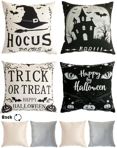 Halloween Velvet Throw Pillow Covers 18x18,Modern Soft Pillowcase Set of