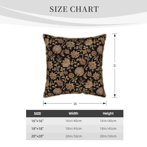 Vintage Tapestry Velvet Pillow Covers 20" x 20" (Pack of 1) Vitage Flowers
