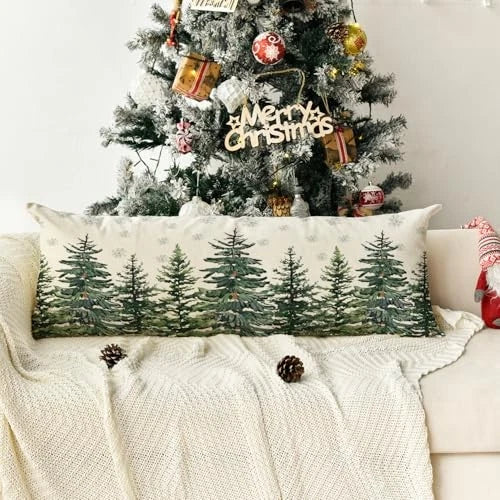Christmas Trees Snowflake Extra Long Lumbar Pillow 13.8" x 35.4" (Pack of 1)
