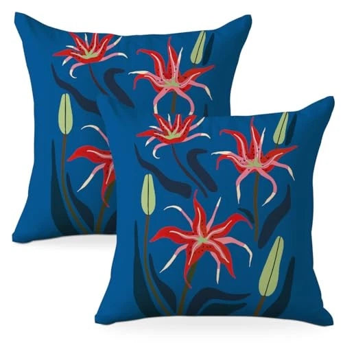 Flowers Pillow Covers 18x18 Pack of 2, Vintage Floral Throw Pillow Covers,