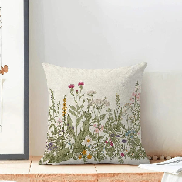 AEIOAE Sage Green Pillow Covers 24x24 24" x (Pack of 2), Wildflowers 01