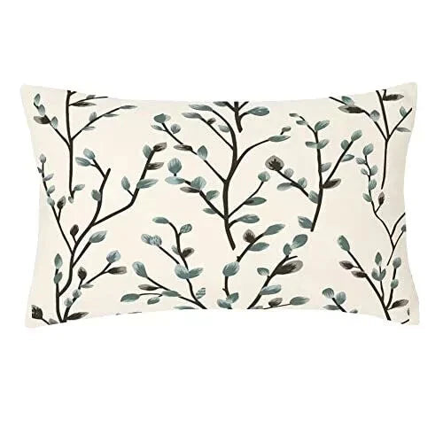 Lumbar Pillows Decorative Throw Pillows 12x20small Teal Blue Leaf Pattern Pillow