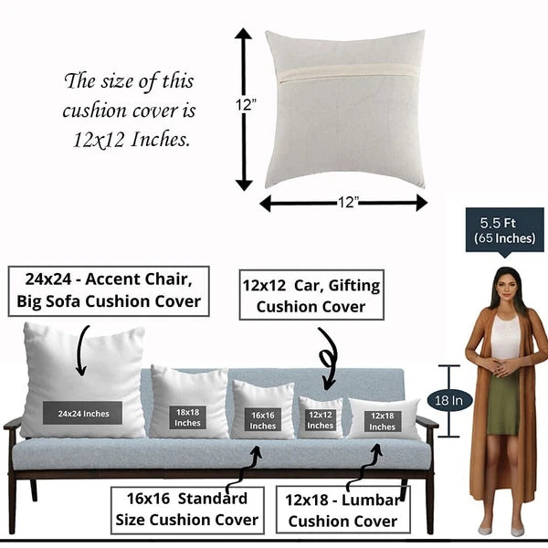 Canvas Cotton Cushion Cover, 12x12 in, Set of 5