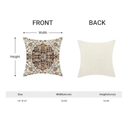Boho Pillow Covers 16x16 Inch Set of 16" x 16" (Pack of 2) Blue Brown Boho