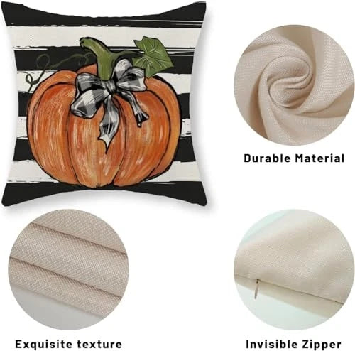 Fall Pillow Covers 24x24 Set of 2 Pumpkin Maple 24" x 24" (Pack of 2) Stripes