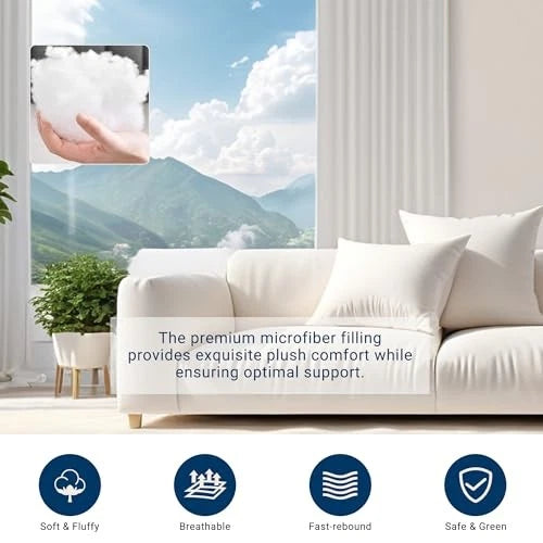 18x18 Pillows Inserts Set of 2, Machine Washable 18x18 Inch (Pack of 2) White