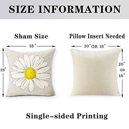 Spring Summer Pillow Covers 18x18 Set of 4, Yellow 18" x 18" (Pack of 4) Grey