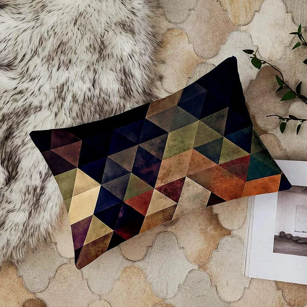 Printed Cotton Canvas Rectangular Cushion Cover Set of 2, ( 12 X 18 Inches )