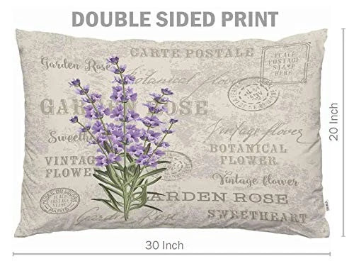 Throw Pillow Cover Vintage Flowers Lavender 30" x 20" (Pack of 1) Multi-a79