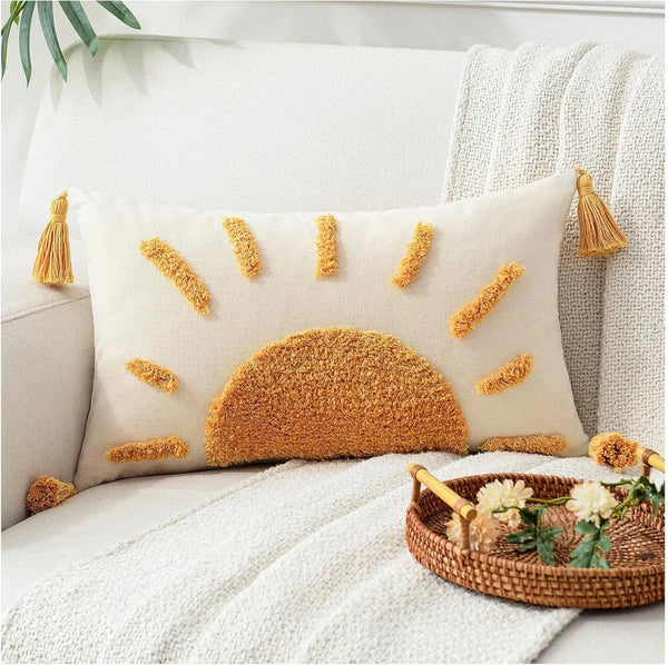 Zealax Lumbar Decorative Boho Throw 20" x 12" (Pack of 1), Sun