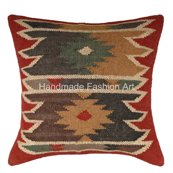Indian Vintage Handmade 45x45 cm Cushions Kilim Pillow Jute Throw Cushion Cover