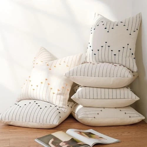 Boho Throw Pillow Covers 22x22 Set of 2 Neutral 22" x 22" (Pack of 2) Black