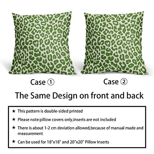 Leopard Print Pillow Covers 18x18 Set of 2 18" x 18" (Pack of 2) Lime Green