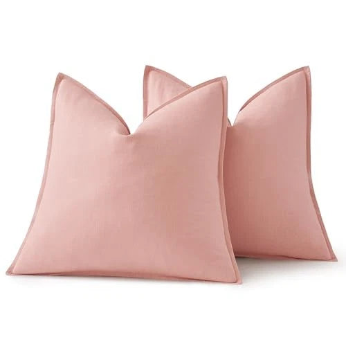 Decorative Linen Pillow Covers0x0 Inch Boho 20" x 20" (Pack of 2) 2 Pink