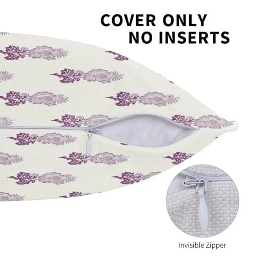 Pillow Covers 18X18 Inch Set of 2, 18" x 18" (Pack of 2) Purple Block Print
