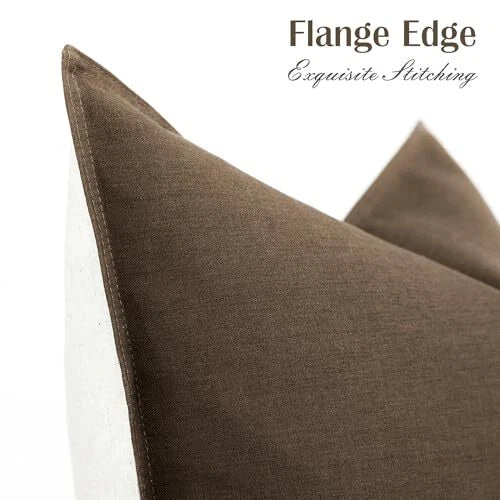 Pack of 2 Decorative Cotton Linen Throw Pillow 12"x20",2 Pieces Cocoa Brown