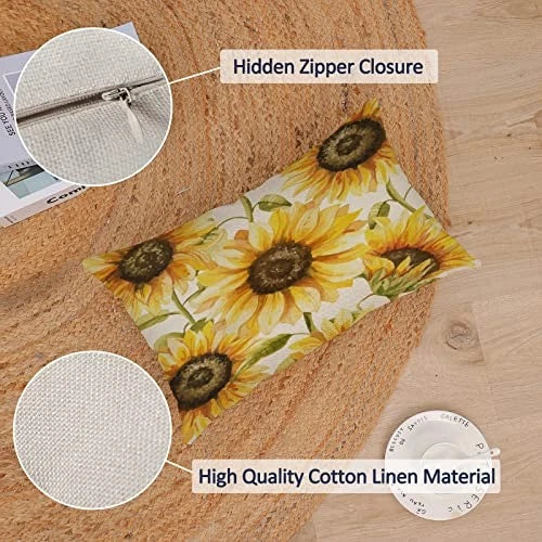 Sunflower Pillow Covers 12x20 Set of 4 Summer 20" x 12" (Pack of 4) B-summer 07