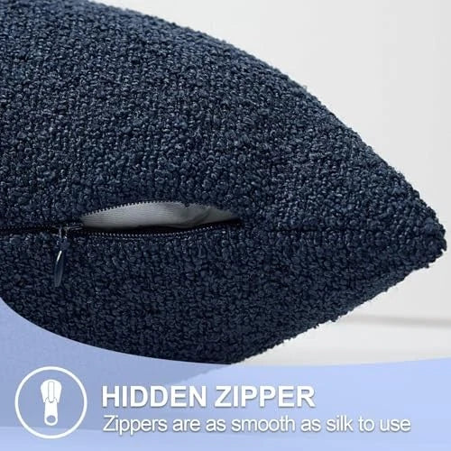 Boucle Lumbar Pillow Covers 14x36 Textured Body 36" x 14" (Pack of 1) Blue