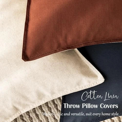 Set of 2 Decorative Cotton Linen Throw Pillow 20" x 12" (Pack of 2) Clay Red