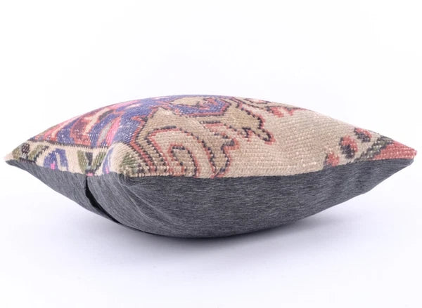 Wool Jute Cushion Cover Throw Indian Vintage Handmade Kilim Pillows case 16 Inch