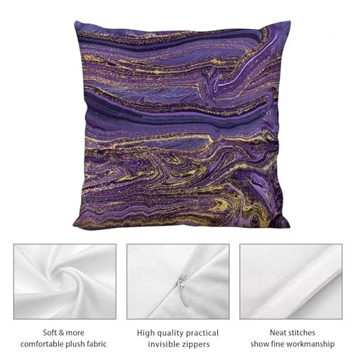 Purple Gold Marble Pillow Covers Set of 4 18" x 18" (Pack of 4) Purple Marble