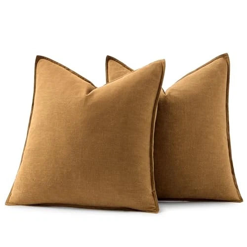 Decorative Linen Pillow Covers 18x18 Inch Boho 18" x 18" (Pack of 2) 2 Hazel