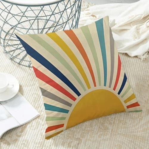 Summer Pillow Covers 18 x 18 Inch Set of 2 18" x 18" (Pack of 2) Rainbow Sun-2
