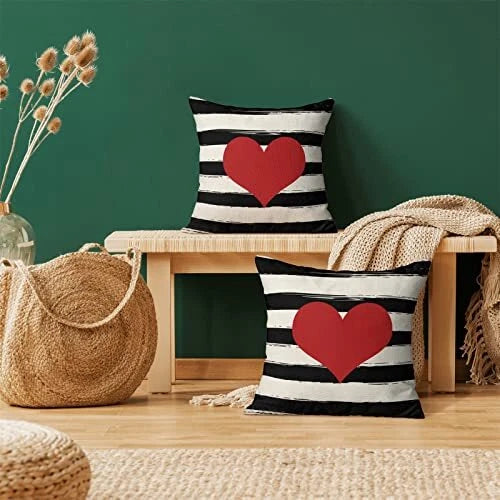 Valentines Pillow Covers 18x18 Inch Set of 2,Red 18" x 18" (Pack of 1) Heart