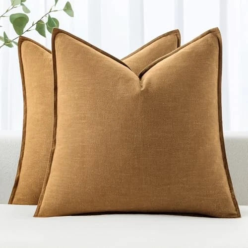 Decorative Linen Pillow Covers 18x18 Inch Boho 18" x 18" (Pack of 2) 2 Hazel