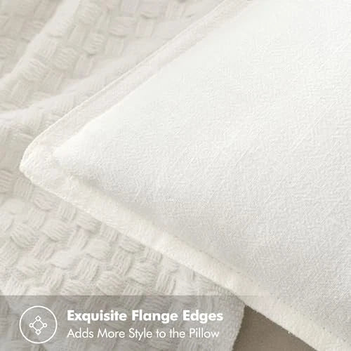 Decorative Linen Lumbar Pillow Covers 1x0 20" x 12" (Pack of 2) 2 Cream White