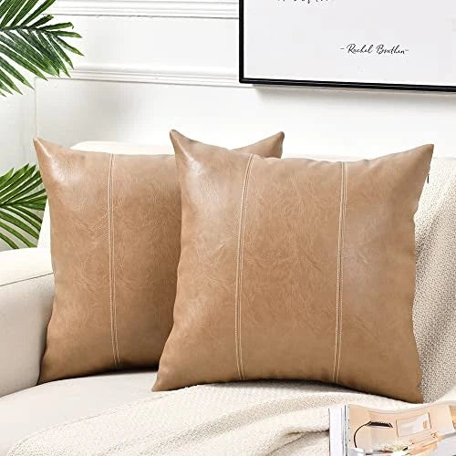 22x22 Pillow Covers, 2 Packs Decorative Throw Pillow 22" x 22" (Pack of 2) Tan