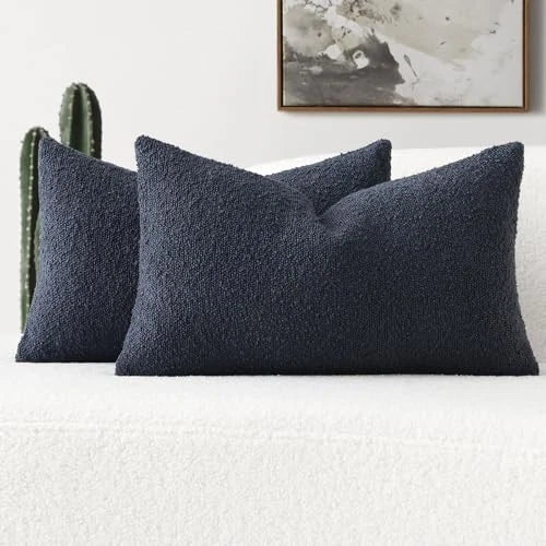 Pack of 2 Decorative Throw Pillow Covers 12x20 20" x 12" (Pack of 2) Navy Blue