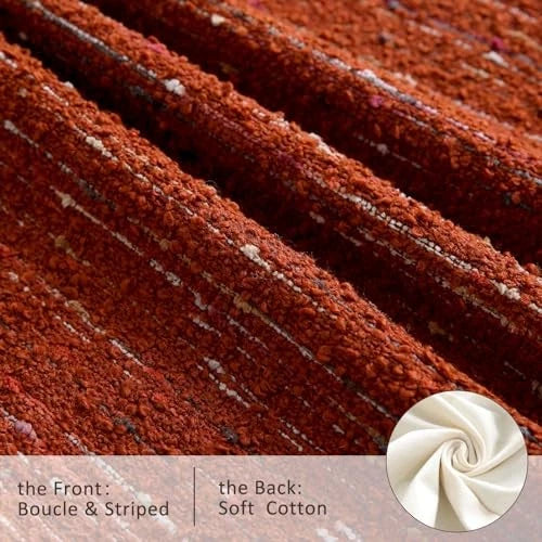 Textured Boucle Lumbar Pillow Covers 12x20 20" x 12" (Pack of 1) Rust Red