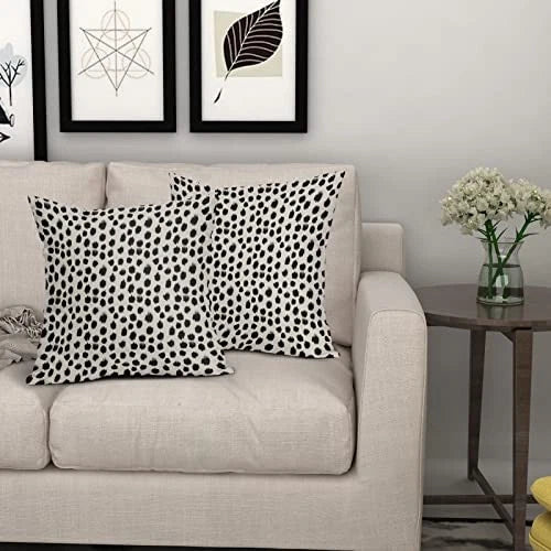 Polka Dot Pillow Covers 18x18 Set of 2 Black 18" x 18" (Pack of 2) Black Dots