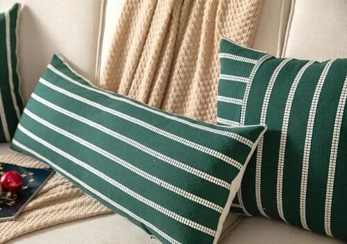 Christmas Lumbar Pillow Covers 14x36, Pack of 14" x 36" (Pack of 1) Dark Green