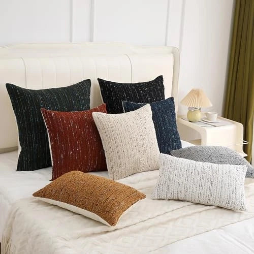 Textured Boucle Lumbar Pillow Covers 12x20 20" x 12" (Pack of 1) Dark Yellow