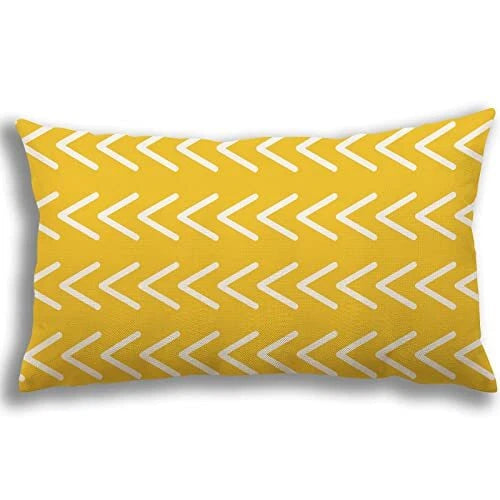 Lumbar Pillow Covers 12x20 Set of 4, Modern Sofa 12x20",Set of 4 A-yellow